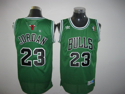 Bulls Throwback #23 Michael Jordan Green Stitched NBA Jersey