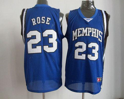 Bulls #23 Derrick Rose Blue Memphis Tigers High School Stitched NBA Jersey