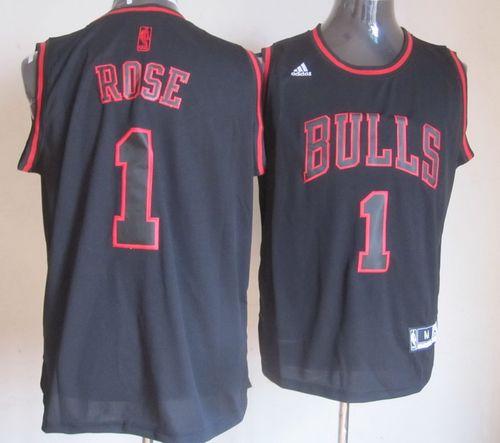 Bulls #1 Derrick Rose Black Graystone Fashion Stitched NBA Jersey