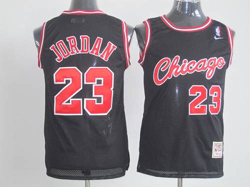 Bulls #23 Michael Jordan Black Nike Throwback Stitched NBA Jersey