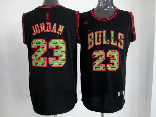 Bulls #23 Michael Jordan Black Camo Fashion Stitched NBA Jersey