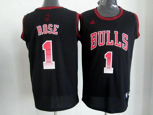 Bulls #1 Derrick Rose Black Stitched NBA Vibe Jersey