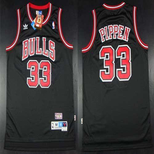 Bulls #33 Scottie Pippen Black Throwback Stitched NBA Jersey