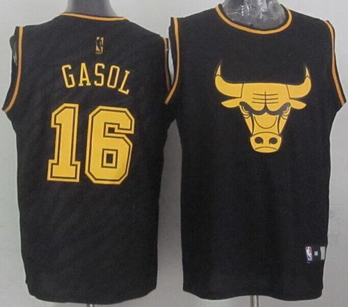 Bulls #16 Pau Gasol Black Precious Metals Fashion Stitched NBA Jersey