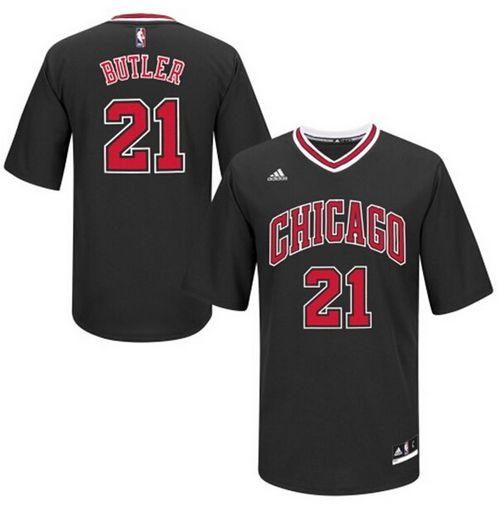Bulls #21 Jimmy Butler Black Short Sleeve Stitched NBA Jersey