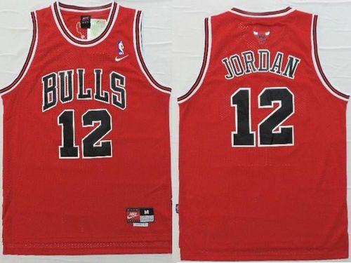 Bulls #12 Michael Jordan Red Nike Throwback Stitched NBA Jersey