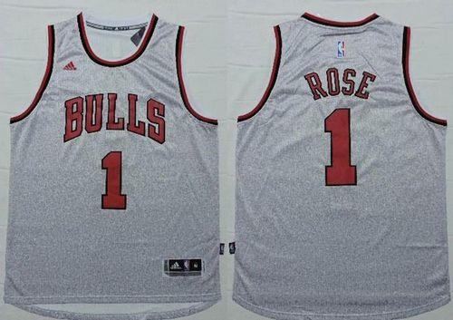 Revolution 30 Bulls #1 Derrick Rose Grey Stitched NBA Jersey