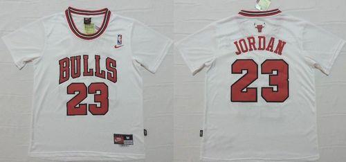 Bulls #23 Michael Jordan White Short Sleeve Stitched NBA Jersey