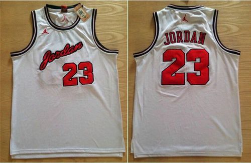 Bulls #23 Michael Jordan White Anniversary Stitched NBA Jersey