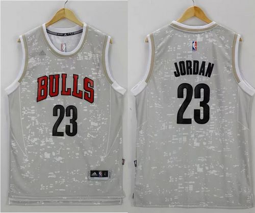 Bulls #23 Michael Jordan Grey City Light Stitched NBA Jersey