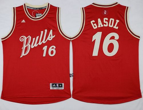 Bulls #16 Pau Gasol Red 2015-2016 Christmas Day Stitched NBA Jersey