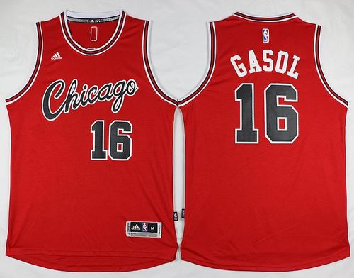 Bulls #16 Pau Gasol Red Hardwood Classics Performance Stitched NBA Jersey