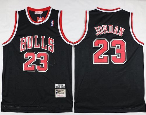 Mitchell And Ness Bulls #23 Michael Jordan Black Throwback Stitched NBA Jersey