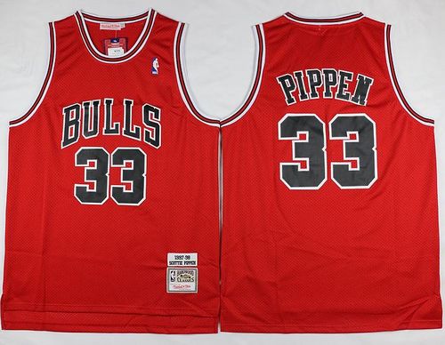 Mitchell And Ness Bulls #33 Scottie Pippen Red Throwback Stitched NBA Jersey