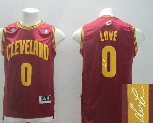 New Revolution 30 Autographed Cavaliers #0 Kevin Love Red Stitched NBA Jersey