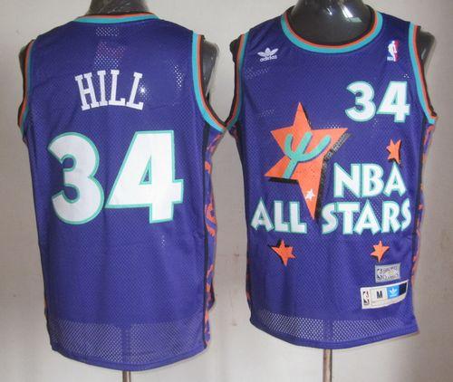 Cavaliers #34 Tyrone Hill Purple 1995 All Star Throwback Stitched NBA Jersey