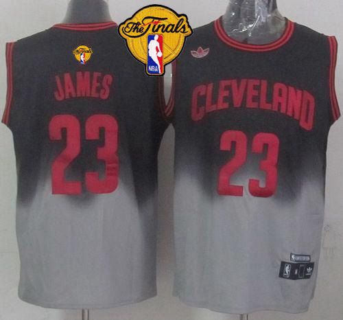 Cavaliers #23 LeBron James Black/Grey Fadeaway Fashion The Finals Patch Stitched NBA Jersey