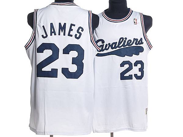 Mitchell and Ness Cavaliers #23 LeBron James White Throwback Stitched NBA Jersey