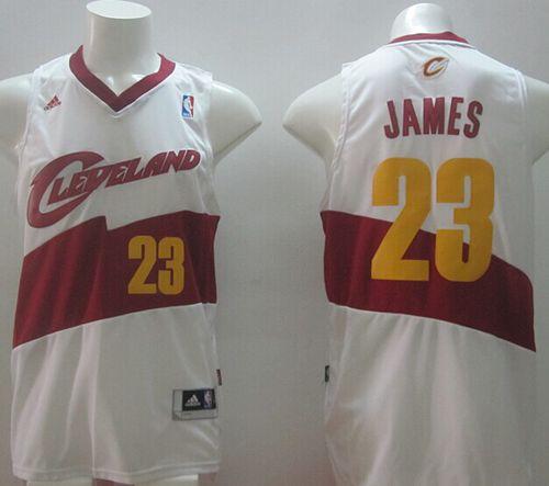 New Revolution 30 Cavaliers #23 LeBron James White Stitched NBA Jersey