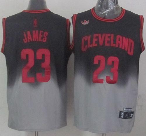 Cavaliers #23 LeBron James Black/Grey Fadeaway Fashion Stitched NBA Jersey