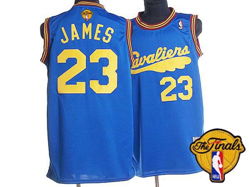Mitchell and Ness Cavaliers #23 LeBron James Blue Throwback The Finals Patch Stitched NBA Jersey