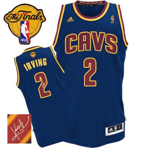 Revolution 30 Autographed Cavaliers #2 Kyrie Irving Navy Blue The Finals Patch Stitched NBA Jersey