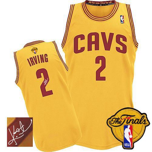 Revolution 30 Autographed Cavaliers #2 Kyrie Irving Yellow The Finals Patch Stitched NBA Jersey