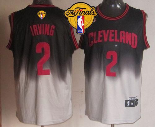 Cavaliers #2 Kyrie Irving Black/Grey Fadeaway Fashion The Finals Patch Stitched NBA Jersey