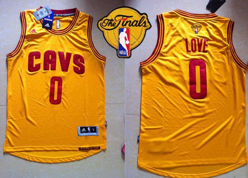Revolution 30 Cavaliers #0 Kevin Love Yellow The Finals Patch Stitched NBA Jersey