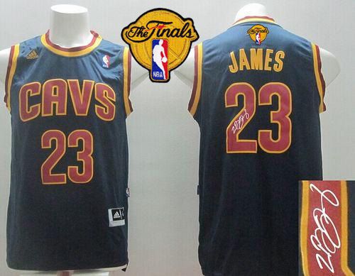 Revolution 30 Autographed Cavaliers #23 LeBron James Navy Blue CavFanatic The Finals Patch Stitched NBA Jersey