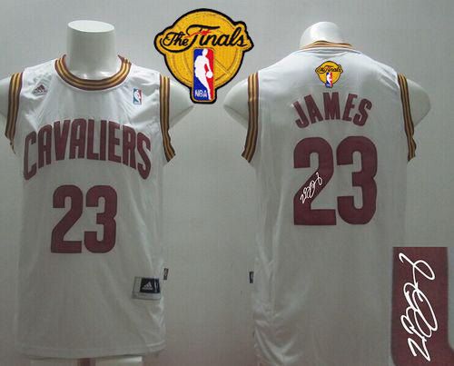 Revolution 30 Autographed Cavaliers #23 LeBron James White Home The Finals Patch Stitched NBA Jersey