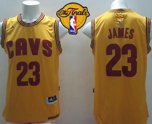 Revolution 30 Cavaliers #23 LeBron James Yellow Alternate The Finals Patch Stitched NBA Jersey