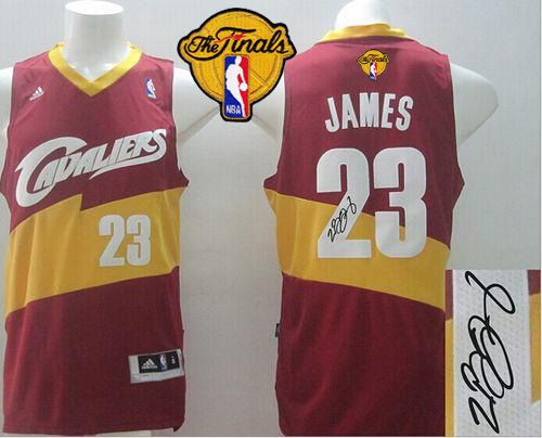 New Revolution 30 Autographed Cavaliers #23 LeBron James Red The Finals Patch Stitched NBA Jersey