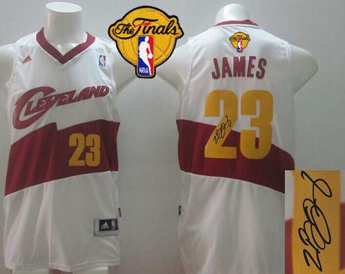 New Revolution 30 Autographed Cavaliers #23 LeBron James White The Finals Patch Stitched NBA Jersey