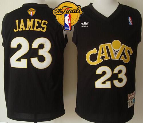 Cavaliers #23 LeBron James Black CAVS Throwback The Finals Patch Stitched NBA Jersey