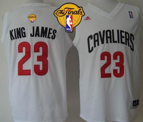 Cavaliers #23 LeBron James White "King James" The Finals Patch Stitched NBA Jersey