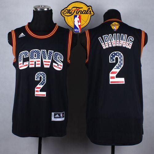 Cavaliers #2 Kyrie Irving Black USA Flag Fashion The Finals Patch Stitched NBA Jersey