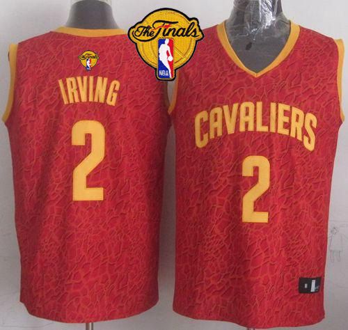 Cavaliers #2 Kyrie Irving Red Crazy Light The Finals Patch Stitched NBA Jersey