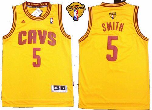 Revolution 30 Cavaliers #5 J.R. Smith Yellow The Finals Patch Stitched NBA Jersey