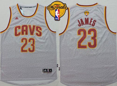 Cavaliers #23 LeBron James Gray Fashion The Finals Patch Stitched NBA Jersey