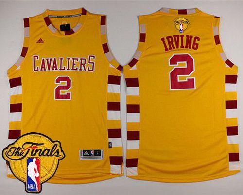 Cavaliers #2 Kyrie Irving Gold Throwback Classic The Finals Patch Stitched NBA Jersey