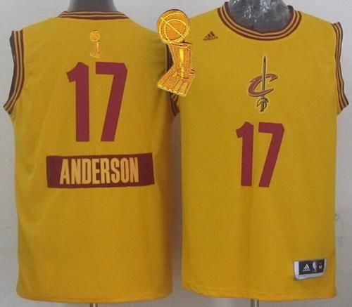 Cavaliers #17 Anderson Varejao Yellow 2014-15 Christmas Day The Champions Patch Stitched NBA Jersey