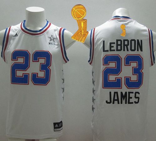 Cavaliers #23 LeBron James White 2015 All Star The Champions Patch Stitched NBA Jersey