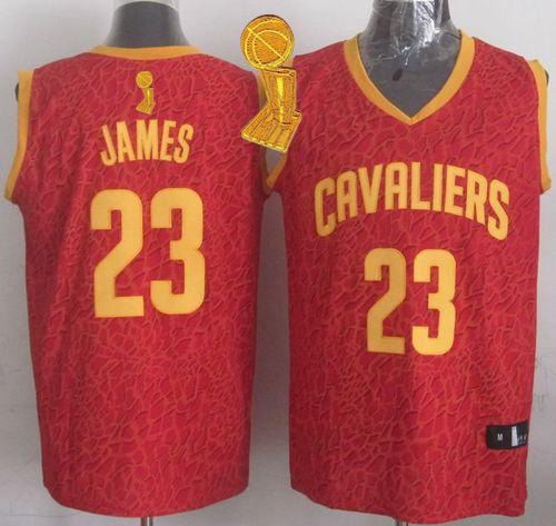 Cavaliers #23 LeBron James Red Crazy Light The Champions Patch Stitched NBA Jersey
