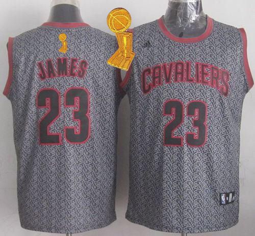 Cavaliers #23 LeBron James Grey Static Fashion The Champions Patch Stitched NBA Jersey