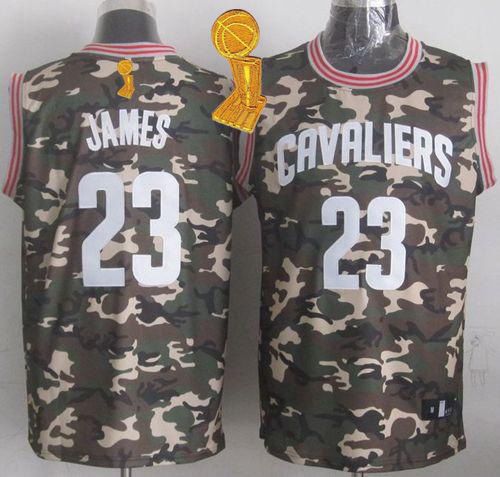 Cavaliers #23 LeBron James Camo Stealth Collection The Champions Patch Stitched NBA Jersey