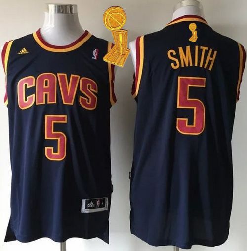 Revolution 30 Cavaliers #5 J.R. Smith Navy Blue CavFanatic The Champions Patch Stitched NBA Jersey