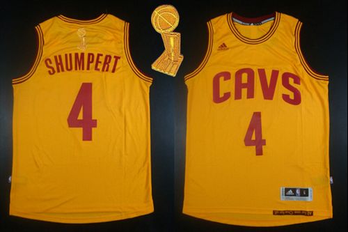 Revolution 30 Cavaliers #4 Iman Shumpert Gold The Champions Patch Stitched NBA Jersey