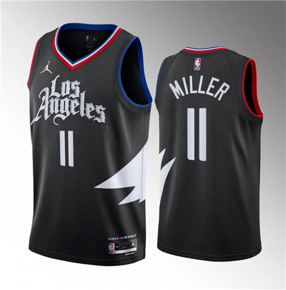 Men's Los Angeles Clippers #11 Jordan Miller Black 2023 Draft Statement Edition Stitched Jersey