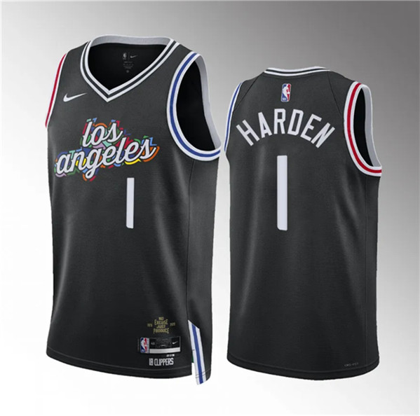 Men's Los Angeles Clippers #1 James Harden Black 2022/23 City Edition Stitched Jersey